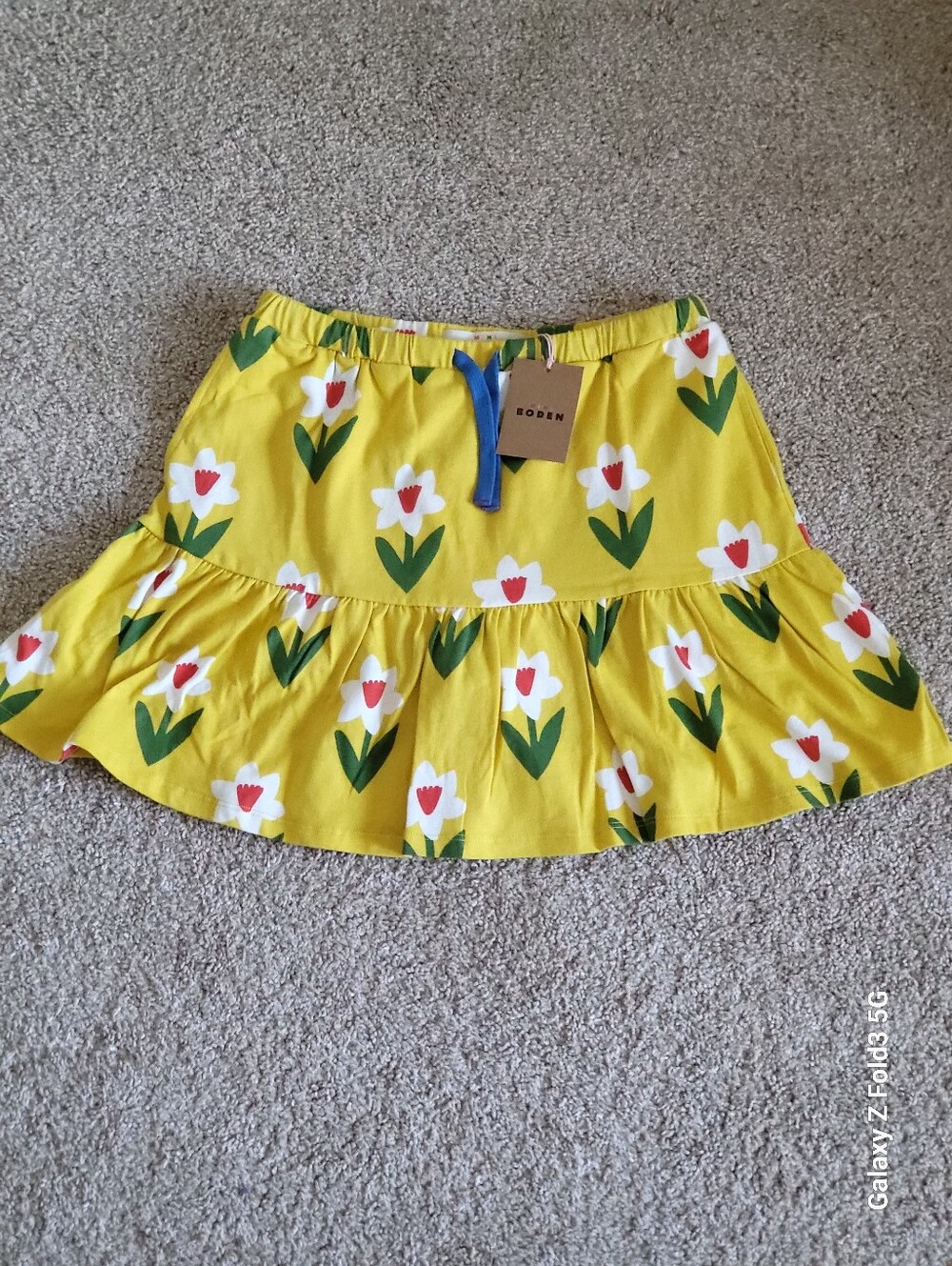 ♥️NWT♥️ Boden Girls Yellow Floral Ruffle Skater Skirt